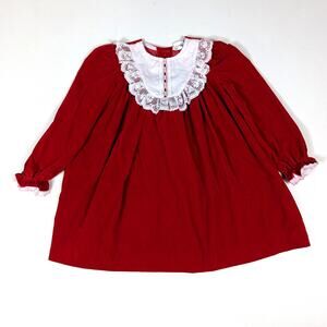 Vtg Miss Quality Dress Girls Sz 4T Red Velvet Valentine Christmas Frilly